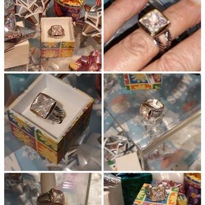 Elegant Nw Lite Aurora Morganite CUBIC ZIRCON DULCABLE RING w/HOLIDAY PACKAGE